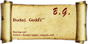 Budai Gedő névjegykártya